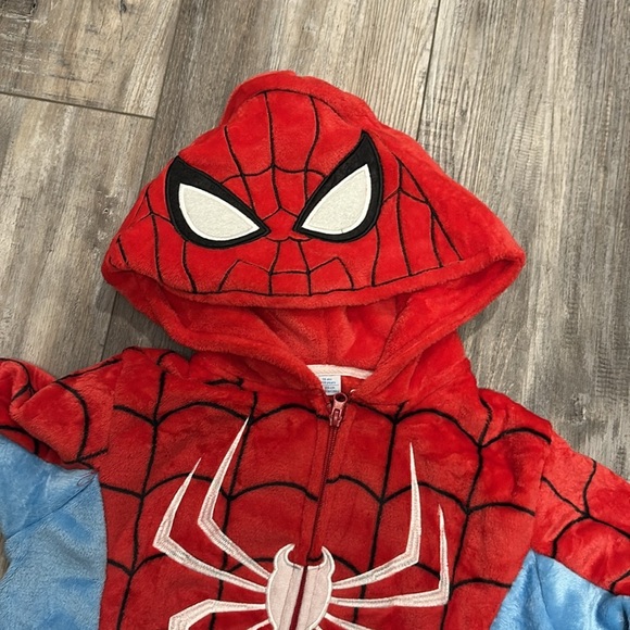Kids Spider Man Fleece Onesie 🕷 zipper bum size 10 - Picture 5 of 8